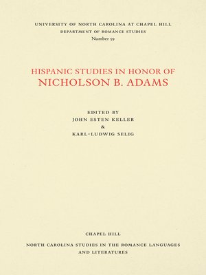 cover image of Hispanic Studies in Honor of Nicholson B. Adams